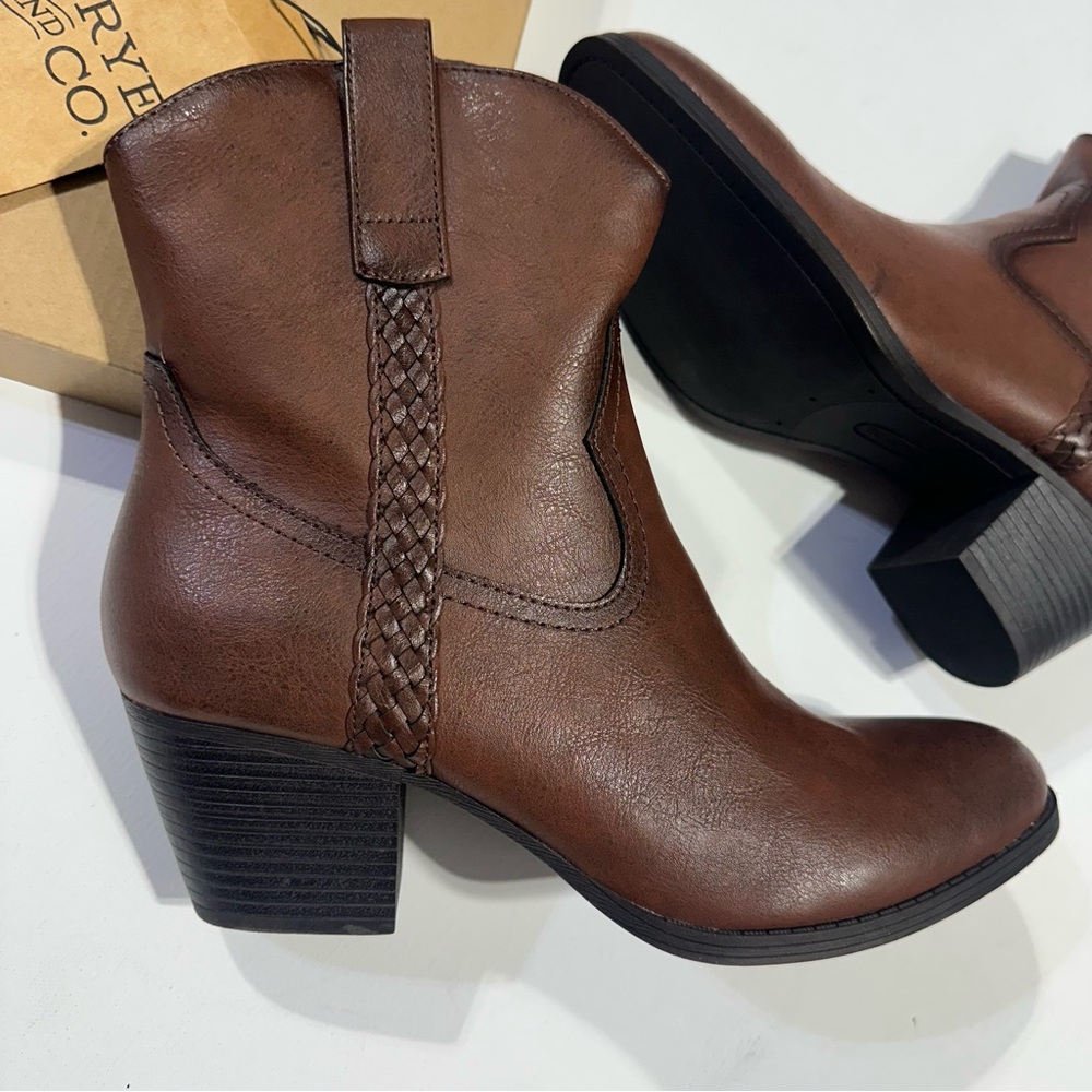 Frye Brown Western Ankle Boots - Picture 2 of 6